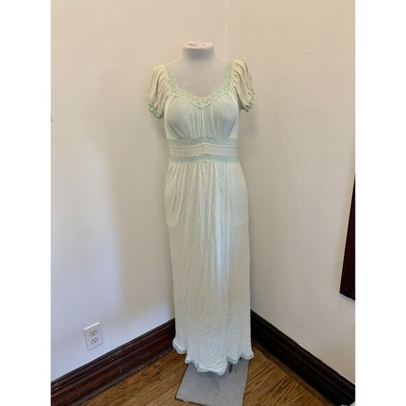 Charmode Mint Green VTG 60s Coquette Milkmaid Babydoll Fairy Nightgown Sleeve 34 - Picture 2 of 16